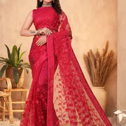 VAIRAGEE Floral Embroidered Net Saree-10