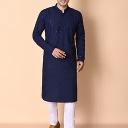 BAESD Men Embroidered Regular Sequinned Kurta with Pyjamas-picture-16