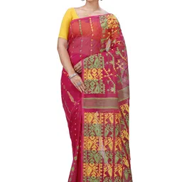 PuJoy Handloom Pure Cotton Jamdani Saree-picture-35