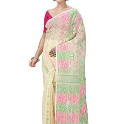 PuJoy Ethnic Motifs Woven Design Zari Jamdani Saree-image-27