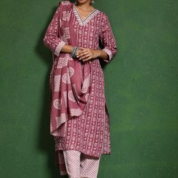 Varanga Women Printed Regular Kurta with Trousers & With Dupatta-38