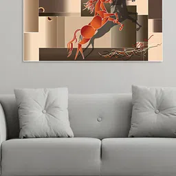 nestroots Red & Black Horses Printed Canvas Painting Wall Art-image-33