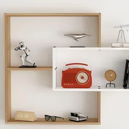 SIVOM Brown & White Multipurpose Wooden Wall Shelves-12