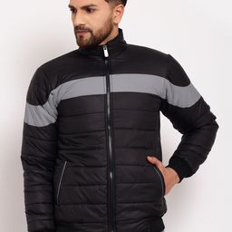 KLOTTHE Men Black Colourblocked Quilted Jacket-image-85