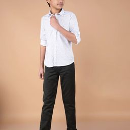 Crimsoune Club Boys Classic Fit Spread Collar Floral Printed Cotton Casual Shirt-image-78