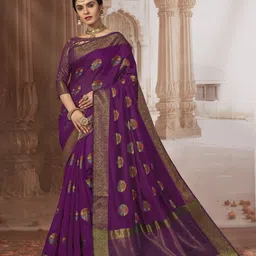 GAJARAI Ethnic Motifs Woven Design Zari Chanderi Saree-picture-17