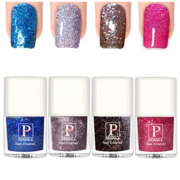 PERPAA Set Of 4 Glitter Light Reflective UV Gel Sparkly Nail Polish - 5ml Each-35