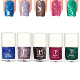 PERPAA 5Pcs Long Lasting UV Gel Nail Polish- 5ml Each -Turquoise-Lavender-Brown-Pink-Green-58