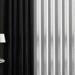 BELLA TRUE White & Black 2 Pieces Black Out Long Door Curtains-image-65