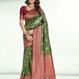 RICH & ROMAN Woven Design Zari Pure Silk Banarasi Saree-picture-26