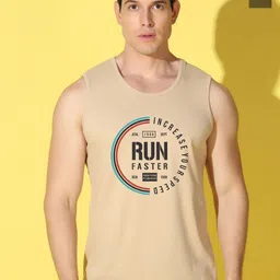 WOOSTRO Pack Of 2 Printed Combed Cotton Gym Vests VWS26(RUN RUST)(ENJOY OLIVE)-44