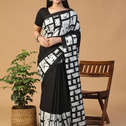 BALOOBI Block Print Pure Cotton Saree-36