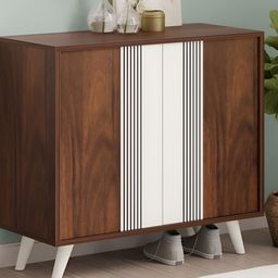 bluewud Brown 3 Shelves Shoe Rack-image-16