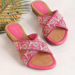 Anouk Women Printed Ethnic Open Toe Flats with Embroidered-21