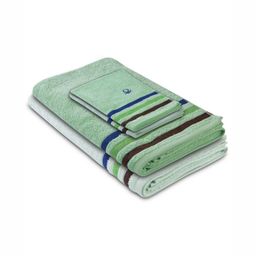 United Colors of Benetton Blue & Green 4 Piece Striped Cotton 450 GSM Towel Set-image-33