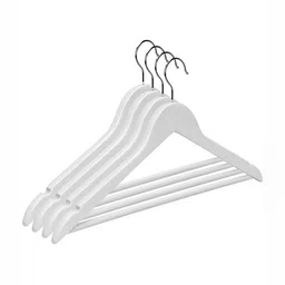 ASH AND ROH White 4 Pieces Wooden Clothes Bar Hanger-image-16