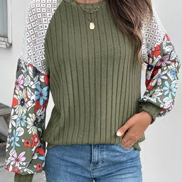 StyleCast x Revolte Women Colourblocked Sweatshirt With Lace Work-image-46