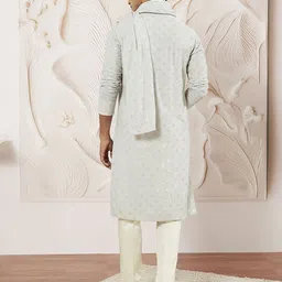 VASTRAMAY Men Embroidered Regular Sequinned Kurta with Pyjamas & With Dupatta image 4