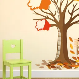 LANSTICK Brown & Red Couple With Tree Printed Self-Adhesive WallStickers-image-32