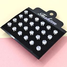 Shivarth Set of 12 Silver-Plated Metal American Diamond Earrings-image-72