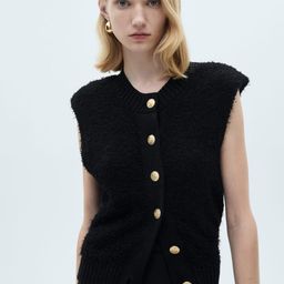 MANGO Jewelled Button Fuzzy Sweater Vest-picture-11