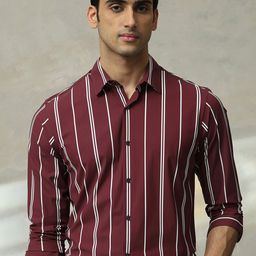 Mufti Men Slim Fit Vertical Striped Spread Collar Casual Shirt-picture-10