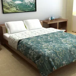 Divine Casa Green & White Floral Microfiber Mild Winter 150 GSM Double Bed Comforter-image-18