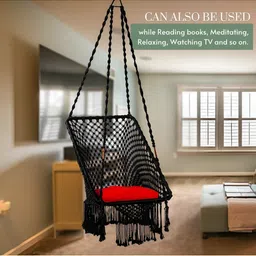 Swingzy Black & Red Hammock Hanging Swing With Cushion image 2
