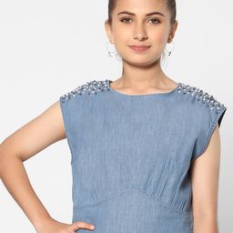 TeenTrums Teen Girls Extended Sleeves Studded Denim Top-image-15