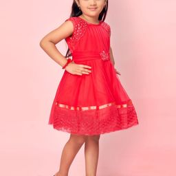 Sangria Girls Self-Designed Net Frock image 5