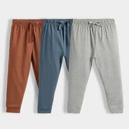 Orange Sugar Kids Pack Of 3 Pure Cotton Mid-Rise Joggers-picture-38