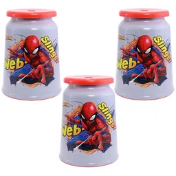 Kuber Industries Grey & Red 3 Pieces Marvel Spiderman Printed Round Stools-picture-44