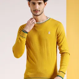 The Indian Garage Co Mustard Yellow Round Neck Acrylic Pullover-image-97