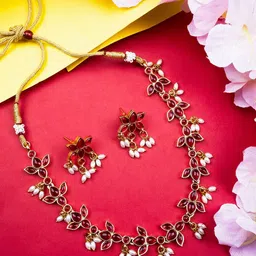 StileAdda Gold-Plated Stones Studded & Beaded Jewellery Set-17
