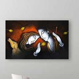 Tushaco Handicrafts Brown & Blue 1 Piece Canvas Religious Wall Paintings-image-82