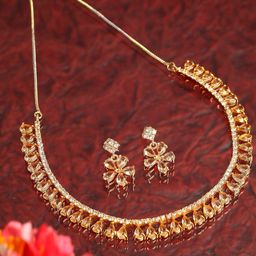 ZENEME Gold-Plated White AD-Studded Jewellery Set-image-45