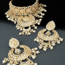 Zaveri Pearls Gold-Plated White Kundan-Studded & Pearl Beaded Jewellery Set-29