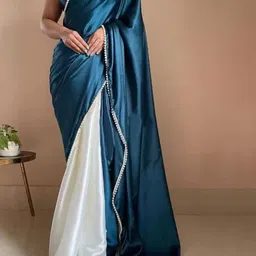 KALINI Colourblocked Satin Saree-picture-25