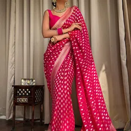 AMRUTKALA SAREES Ethnic Motifs Woven Design Zari Banarasi Saree-image-85