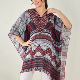 First Resort by Ramola Bachchan Geometric Printed V-Neck Kaftan Tunic-picture-7