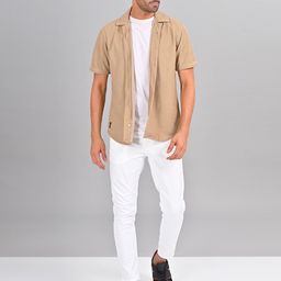STYLOFY Men Cuban Collar Textured Cotton Slim Fit Casual Shirts-image-27