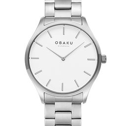 Obaku Men White Brass Dial & Silver Toned Stainless Steel Bracelet Style Straps Analogue Watch V260GXCISC-image-57