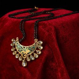 PANASH Gold-Plated Black & Green Kundan-Studded Beaded Enamelled Jewellery Set-10