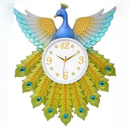 Attractionz Yellow & White Textured Round Shaped Contemporary Wall Clock-18