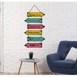 Home Delight Yellow & Black Printed Wooden Wall Hanging-image-35