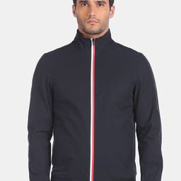 Arrow Sport Men Navy Blue Red Bomber Jacket-image-9