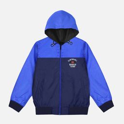 YK Boys Navy Blue & Blue Colourblocked Lightweight Hooded Bomber Jacket-image-79
