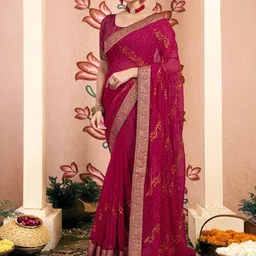 KALINI Floral Embroidered Pure Georgette Designer Saree-image-51