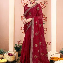 KALINI Embellished Beads and Stones Pure Georgette Designer Saree-image-18