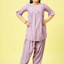 Stylo Bug Girls Geometric Embroidered Regular Pure Cotton Kurti With Salwar-picture-28